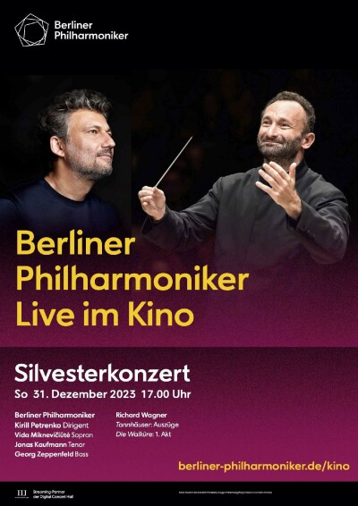 Filmplakat Berliner Philharmoniker 2023/24: Silvesterkonzert mit Kirill Petrenko und Jonas Kaufmann