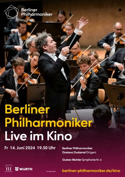 Filmplakat Berliner Philharmoniker live im Kino mit Stardirigent Gustavo Dudamel