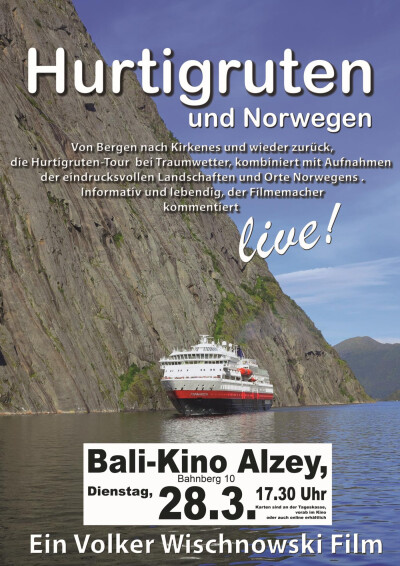 Filmplakat Film mit live Kommentaren Hurtigruten