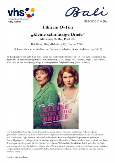 Filmplakat Filme mit der Volkshochschule